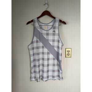 Tracksmith Van Cordlandt Checkered White Gray Tank Top